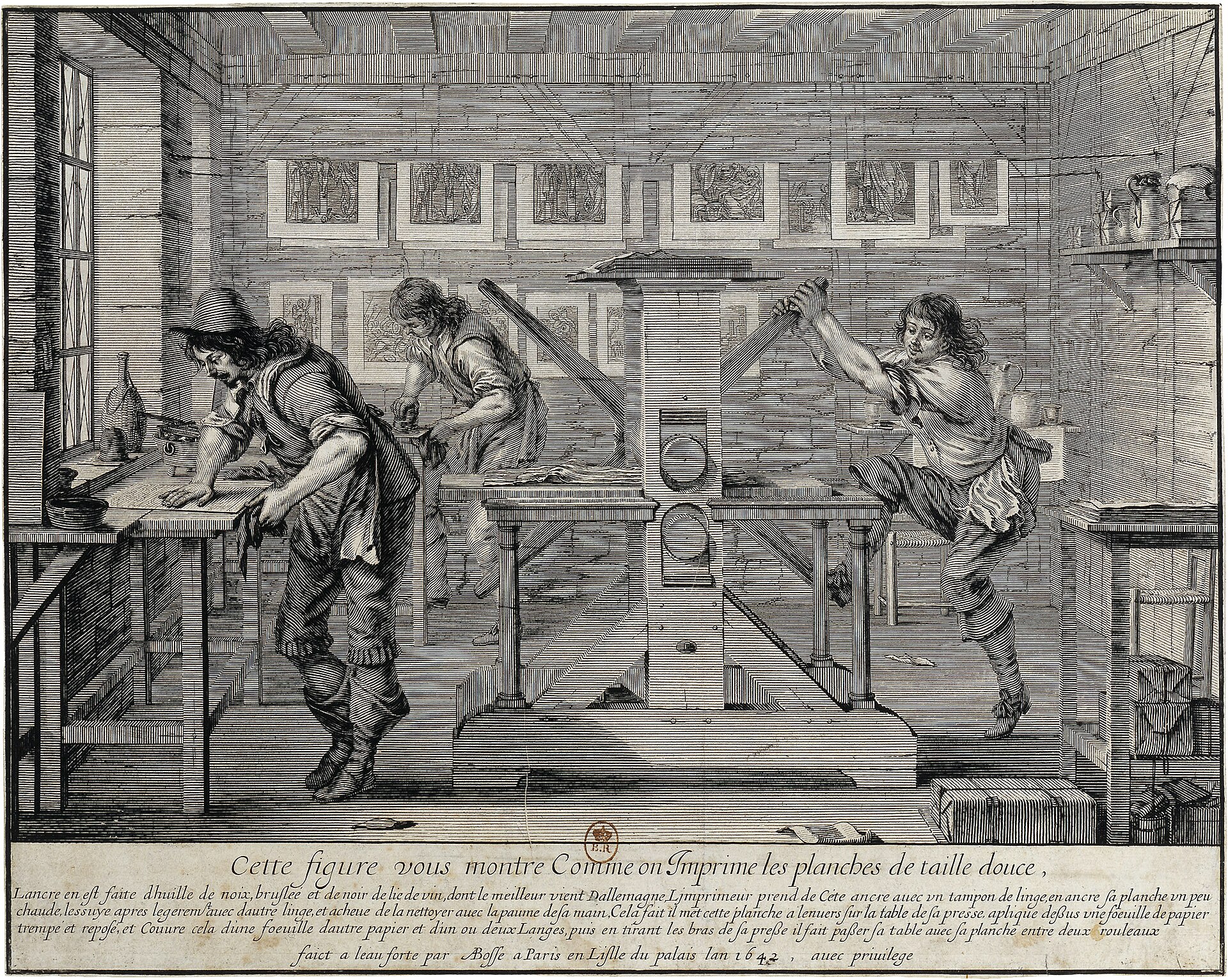 Типография XVII века (гравюра Абраама Боссе, 1642)